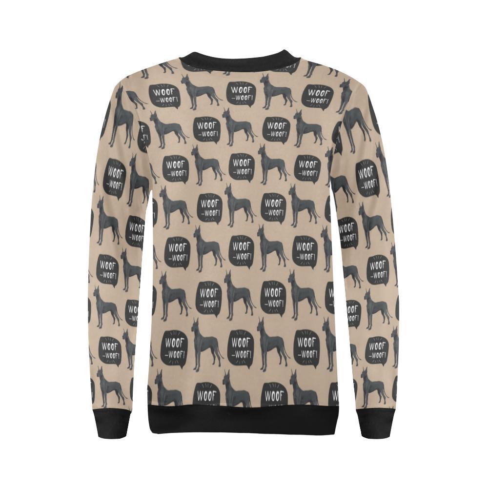 Great Dane Pattern Print Women Crewneck Sweatshirt-grizzshop