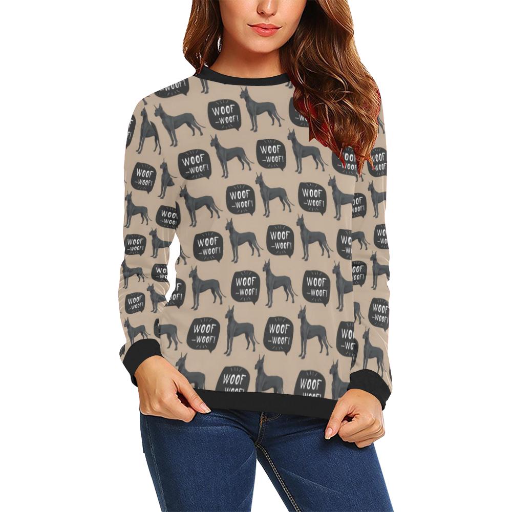 Great Dane Pattern Print Women Crewneck Sweatshirt-grizzshop