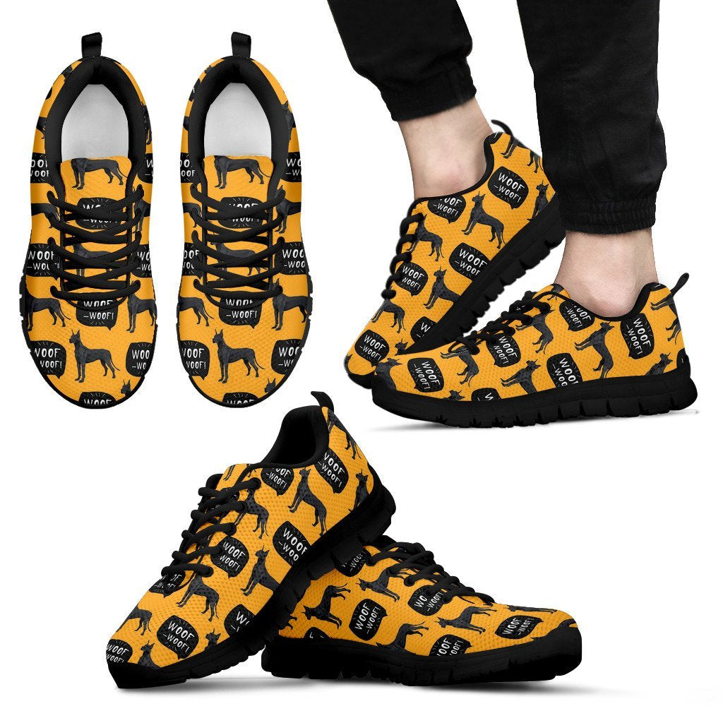 Great Dane Print Pattern Black Sneaker Shoes For Men Women-grizzshop