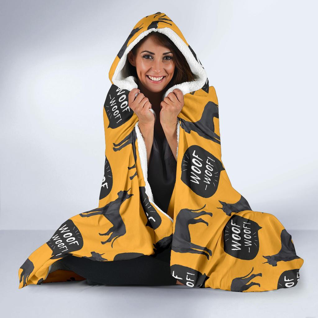 Great Dane Print Pattern Hooded Blanket-grizzshop