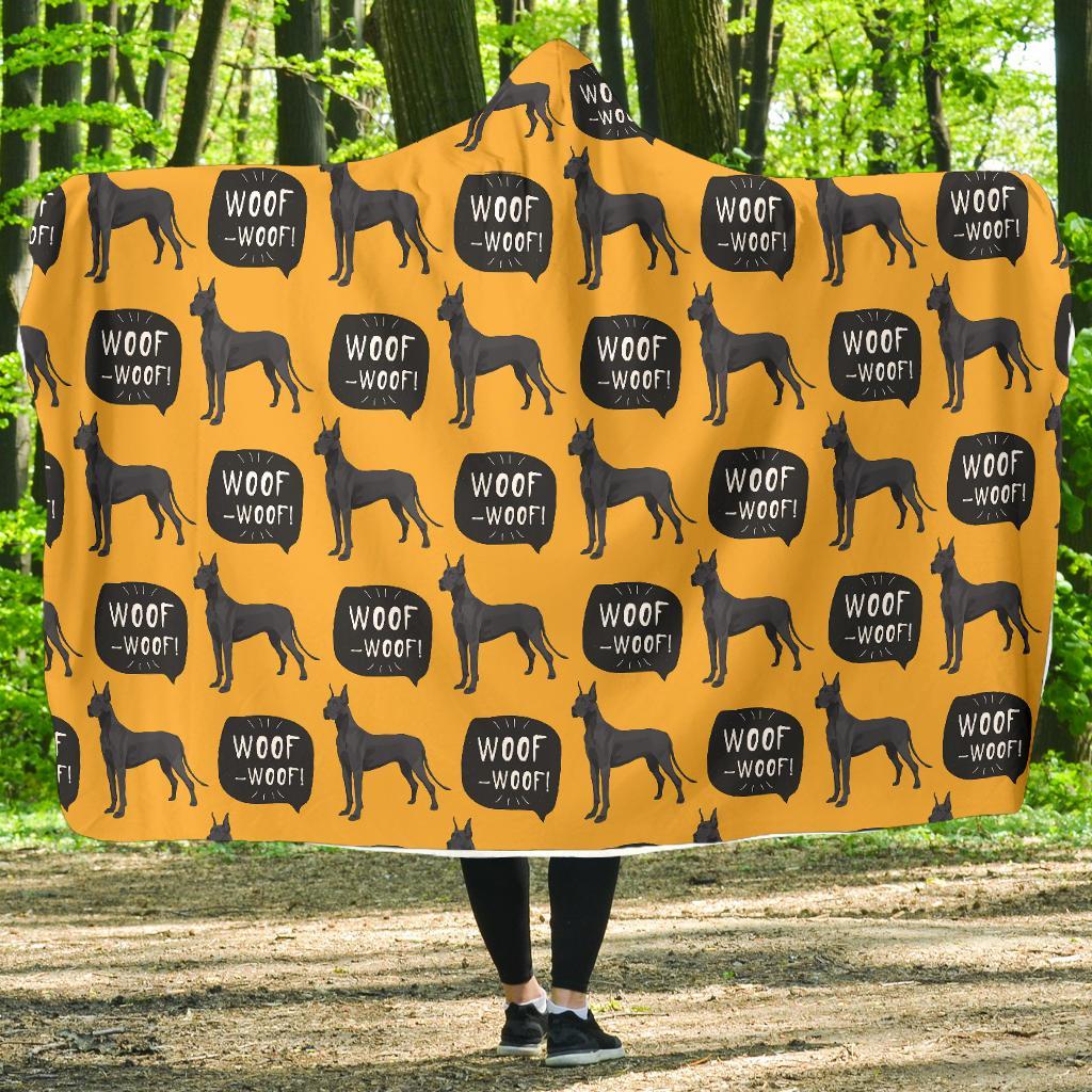 Great Dane Print Pattern Hooded Blanket-grizzshop