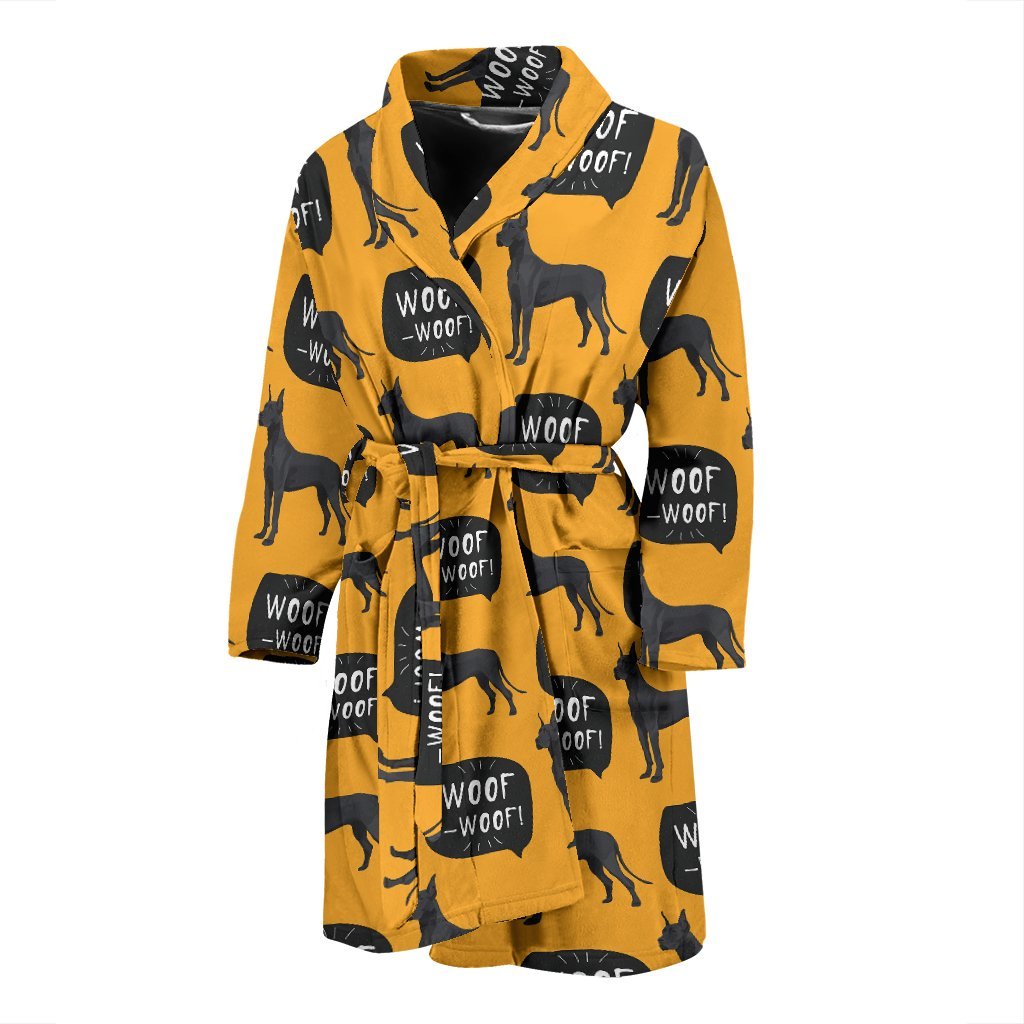 Great Dane Print Pattern Men Long Robe-grizzshop