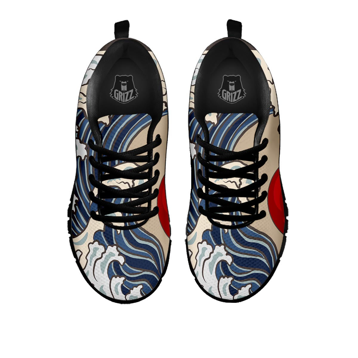 Great Kanagawa Wave Print Black Sneaker-grizzshop