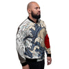 Great Kanagawa Wave Print Men's Bomber Jacket-grizzshop