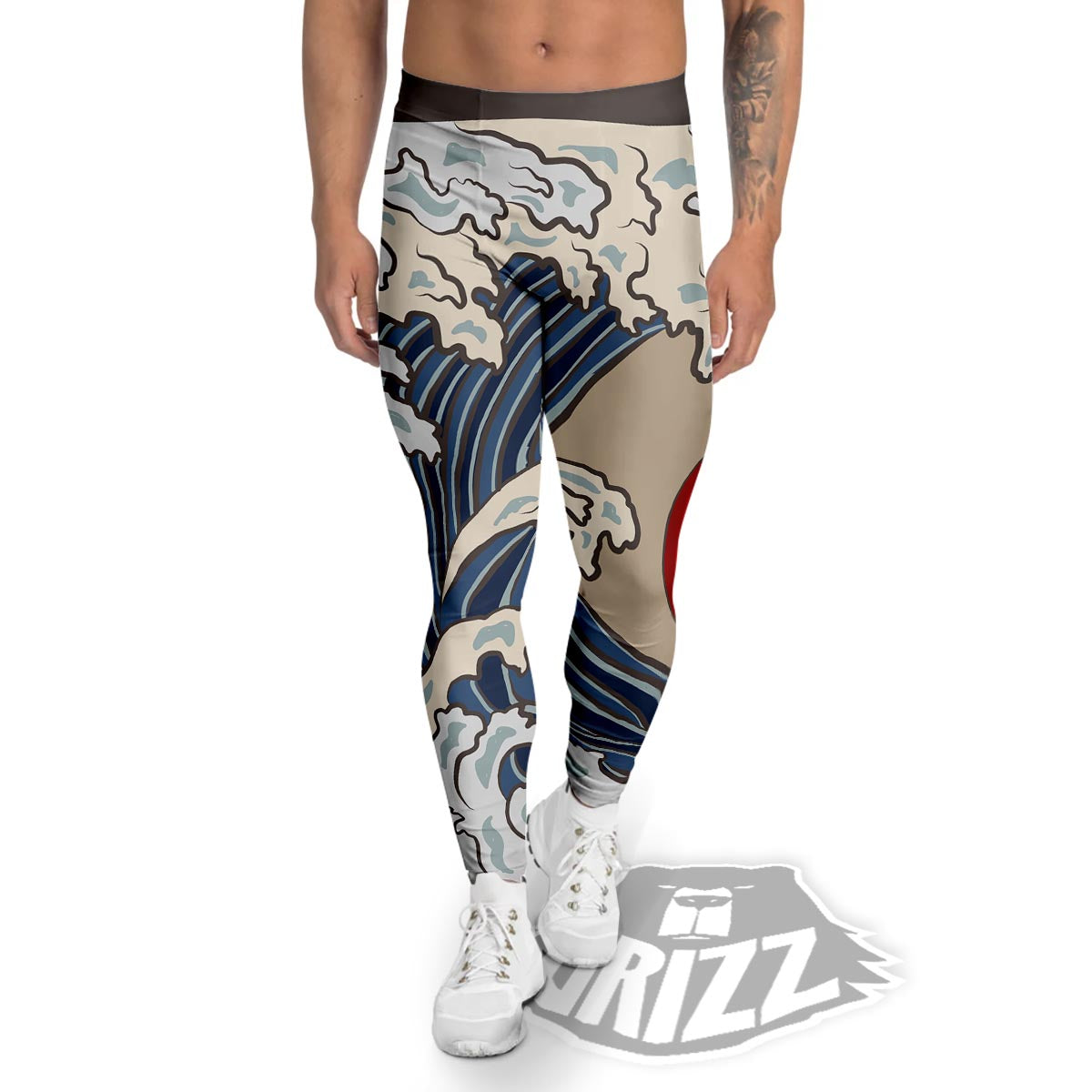 Great Kanagawa Wave Print Men's Leggings-grizzshop