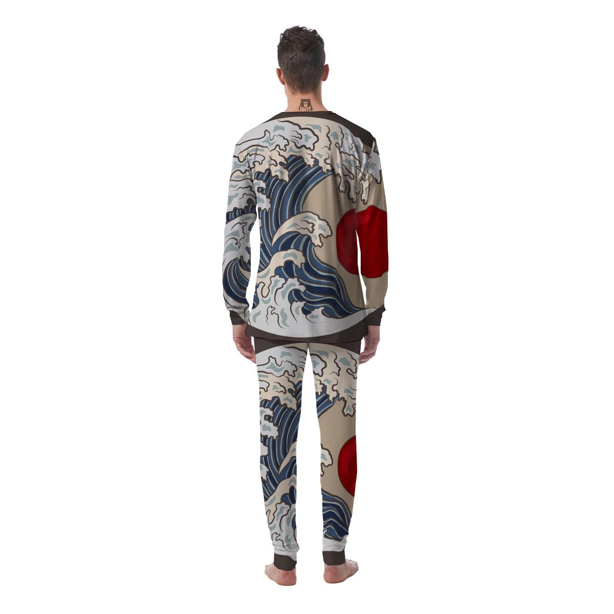 Great Kanagawa Wave Print Men's Pajamas-grizzshop