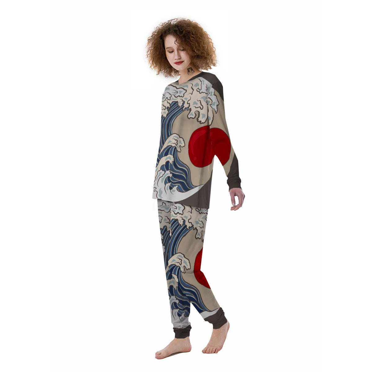 Great Kanagawa Wave Print Women's Pajamas-grizzshop