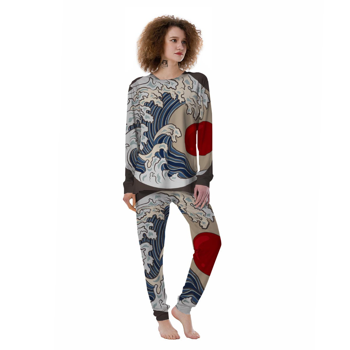 Great Kanagawa Wave Print Women's Pajamas-grizzshop