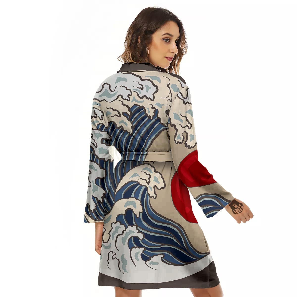 Great Kanagawa Wave Print Women's Robe-grizzshop