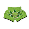 Green Alien Smoking Print Muay Thai Boxing Shorts-grizzshop