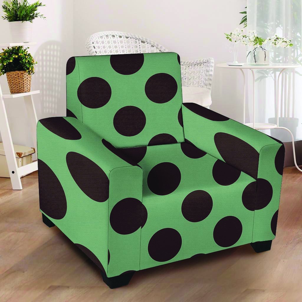 Green And Black Polka Dot Armchair Cover-grizzshop