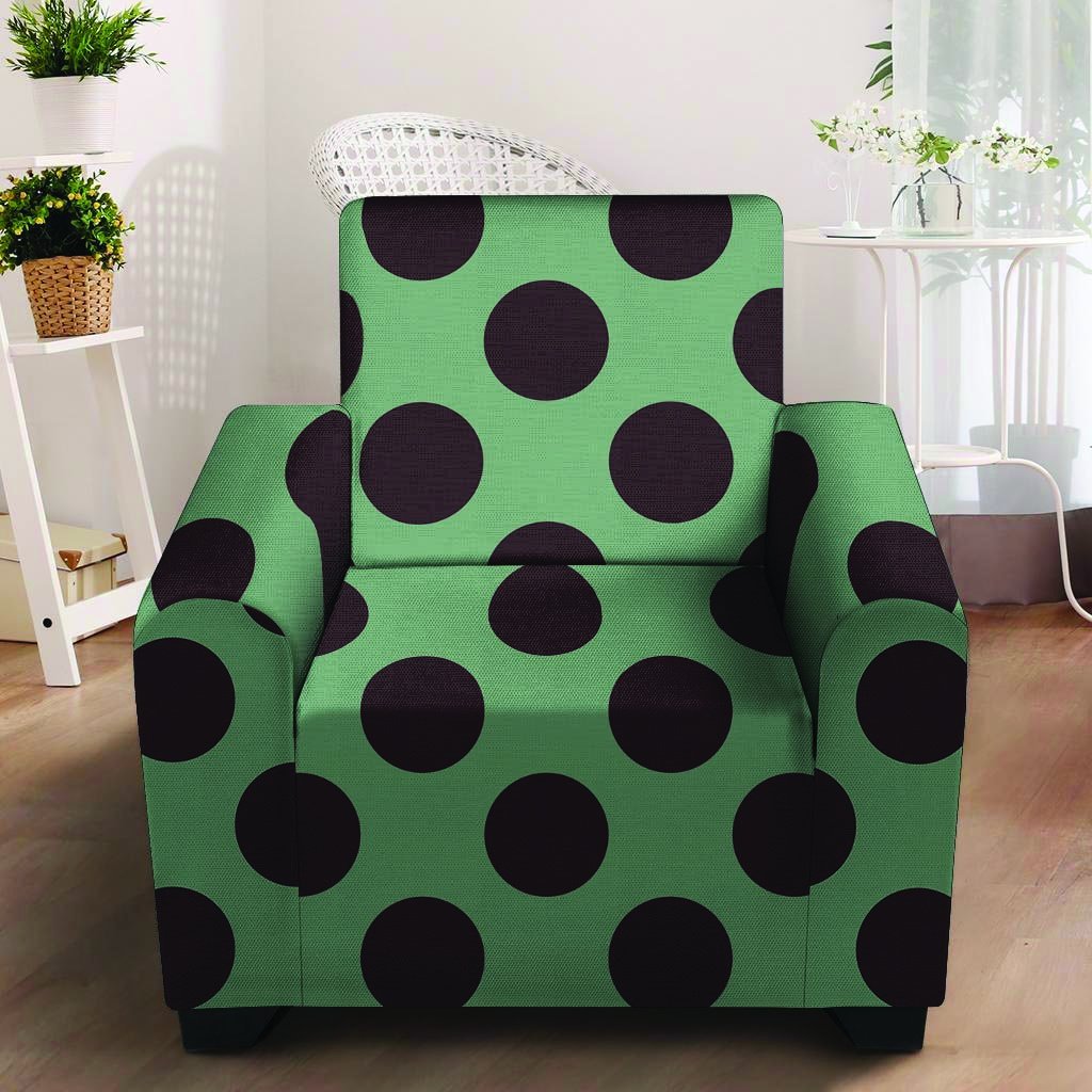 Green And Black Polka Dot Armchair Cover-grizzshop