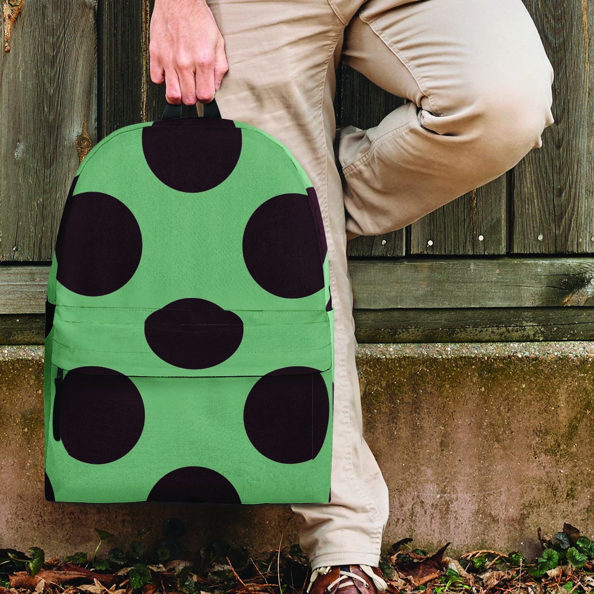 Green And Black Polka Dot Backpack-grizzshop