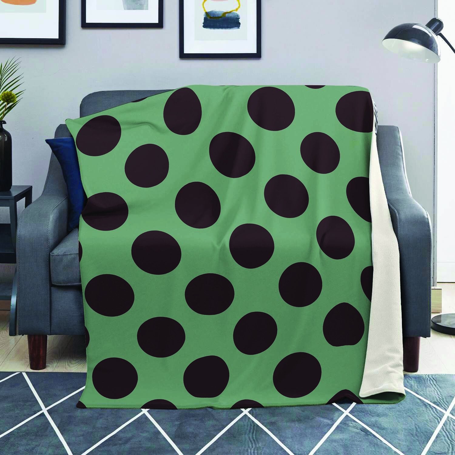 Green And Black Polka Dot Blanket-grizzshop