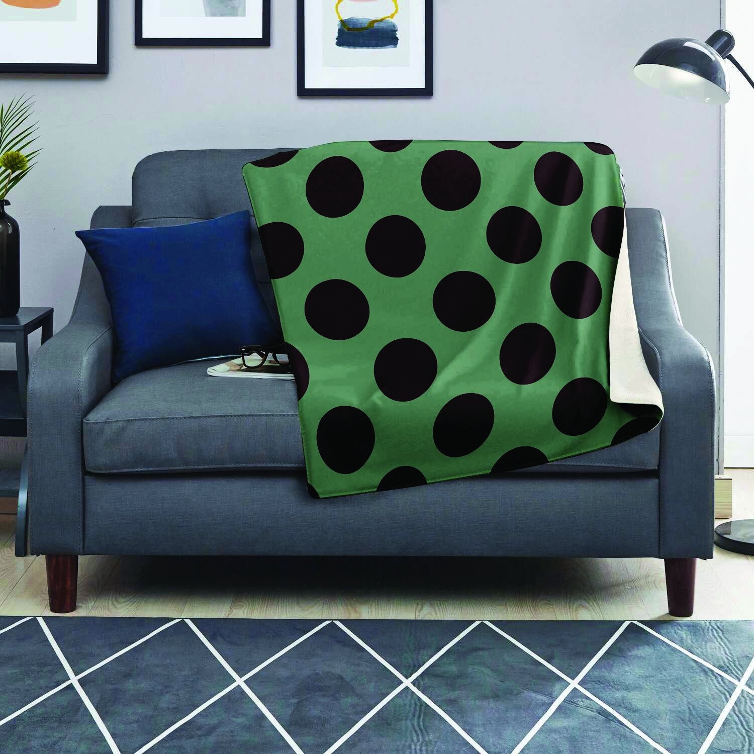 Green And Black Polka Dot Blanket-grizzshop