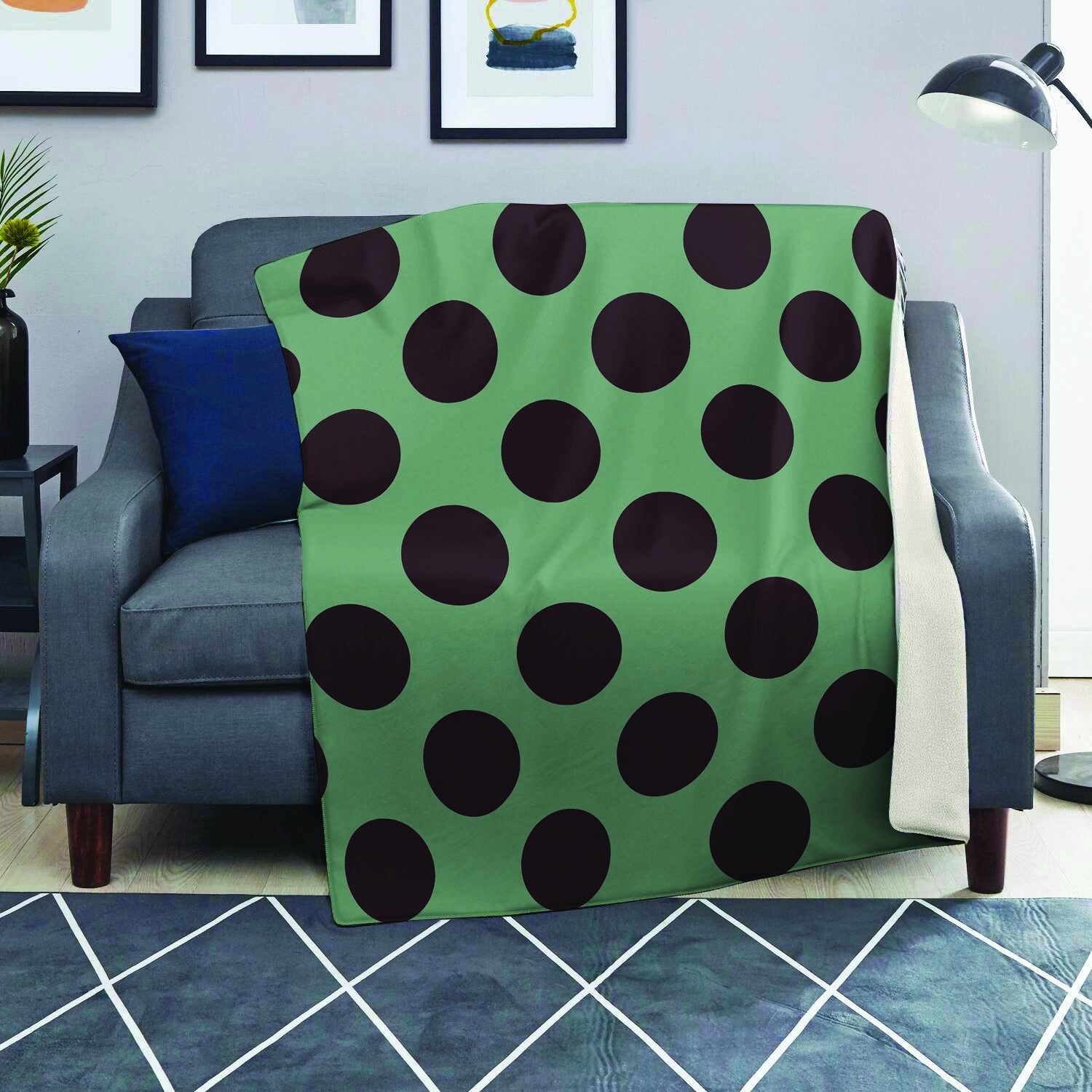 Green And Black Polka Dot Blanket-grizzshop