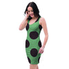 Green And Black Polka Dot Bodycon Dress-grizzshop