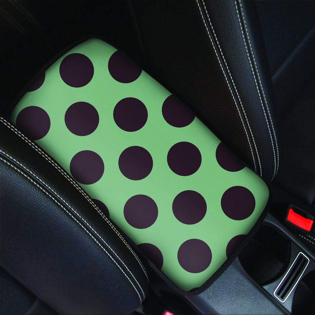 Green And Black Polka Dot Car Console Cover-grizzshop