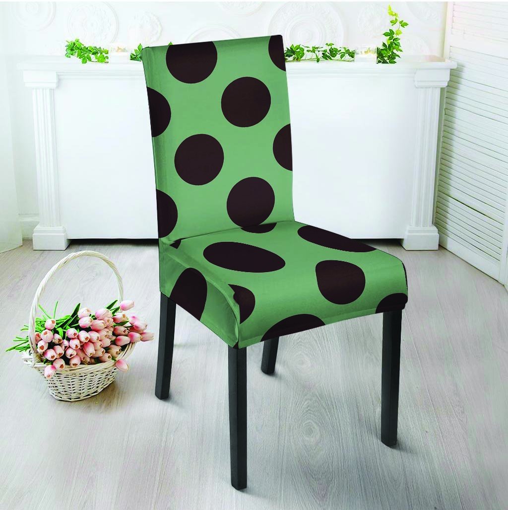 Green And Black Polka Dot Chair Cover-grizzshop