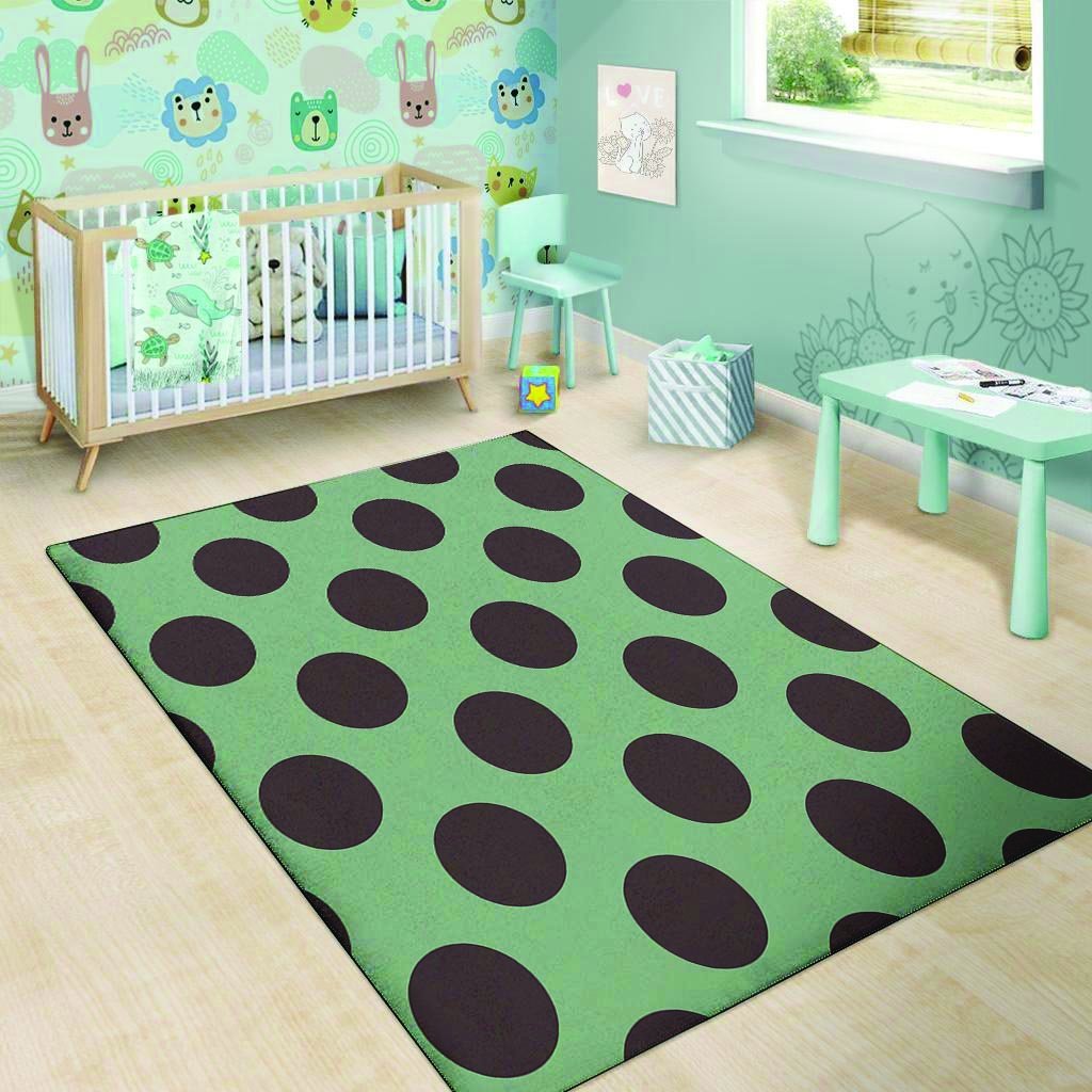 Green And Black Polka Dot Floor Mat-grizzshop