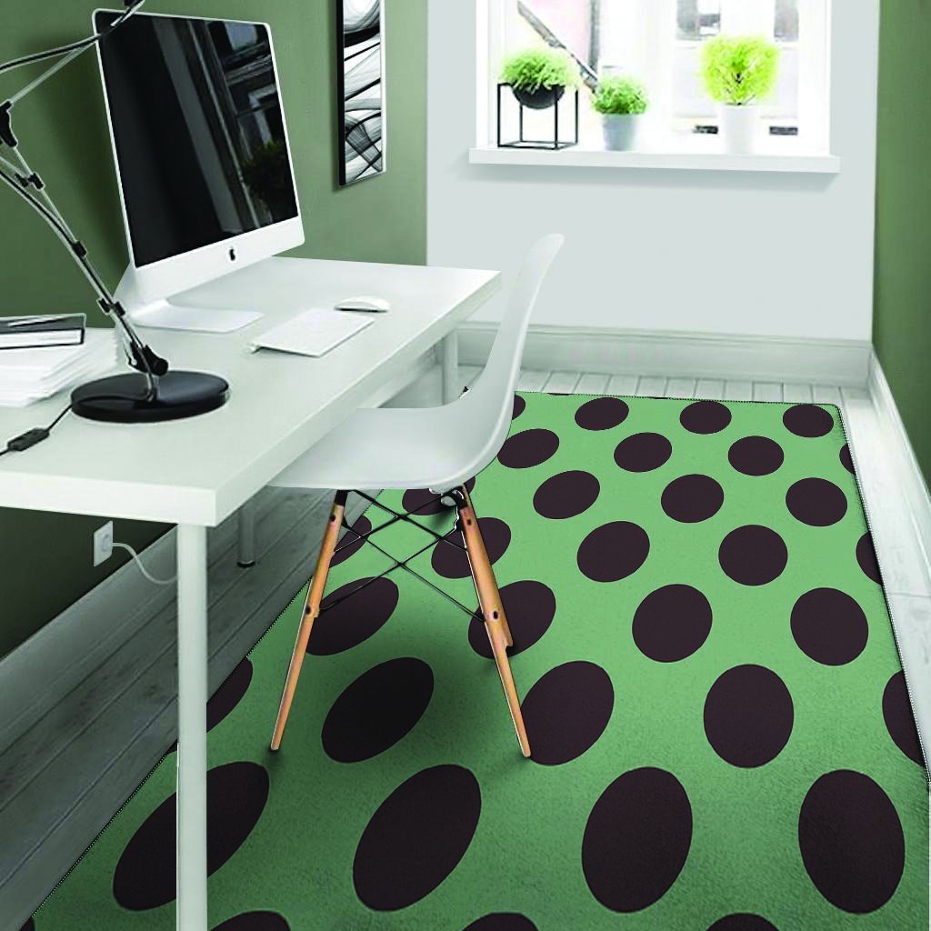 Green And Black Polka Dot Floor Mat-grizzshop