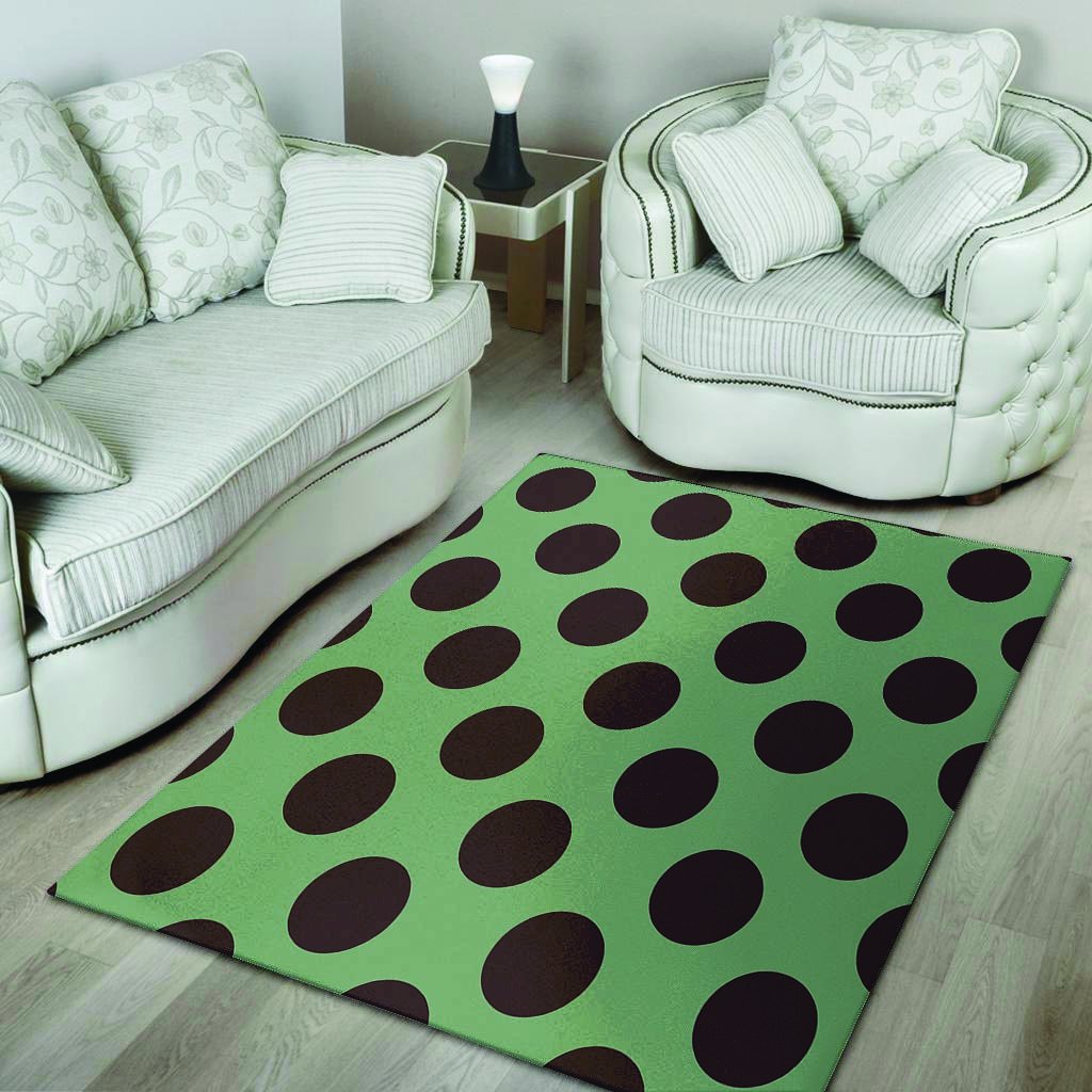 Green And Black Polka Dot Floor Mat-grizzshop