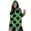 Green And Black Polka Dot Hoodie Dress-grizzshop