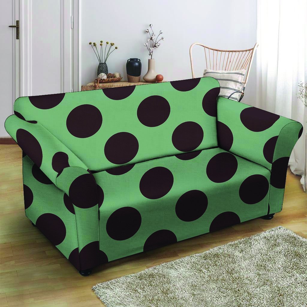 Green And Black Polka Dot Loveseat Cover-grizzshop