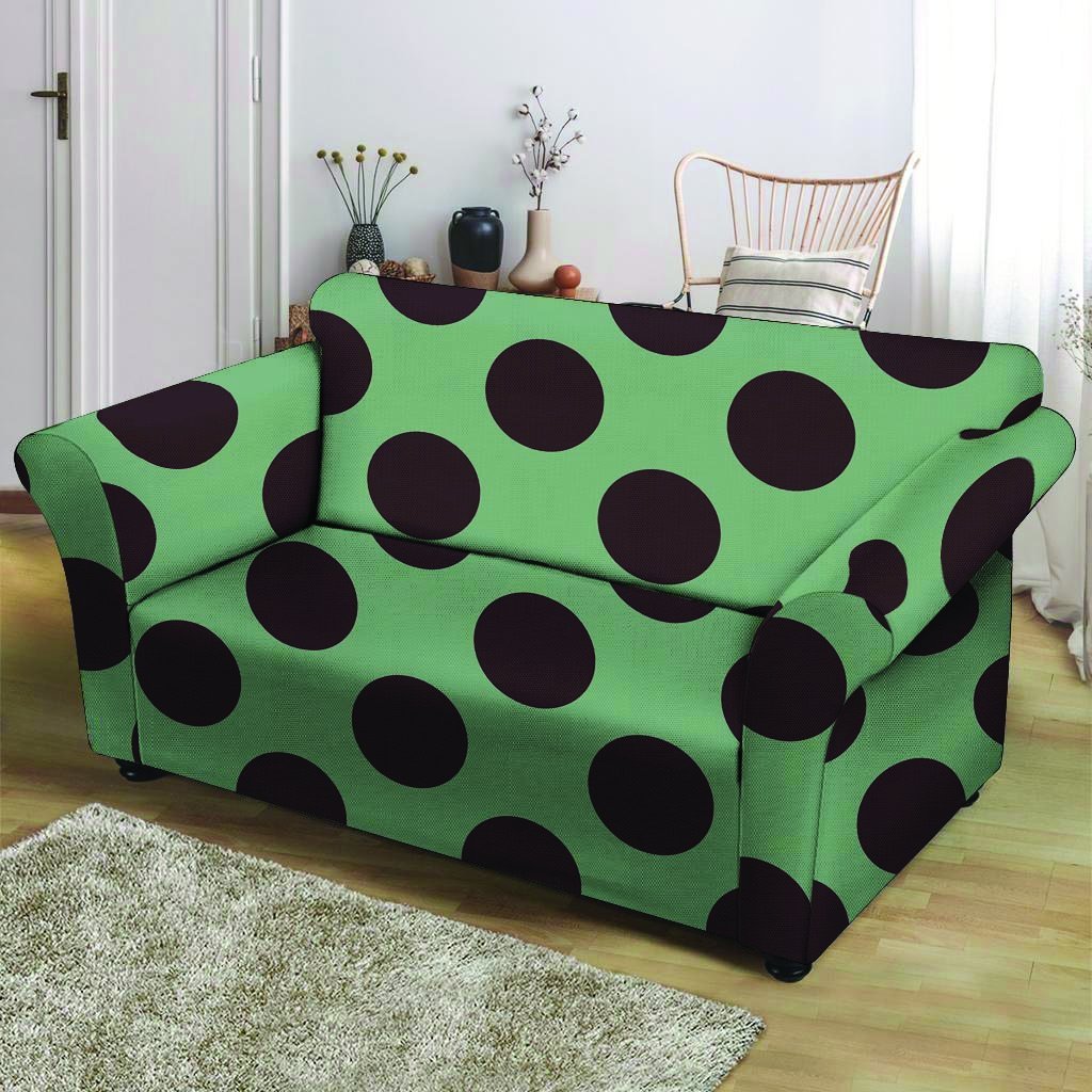 Green And Black Polka Dot Loveseat Cover-grizzshop