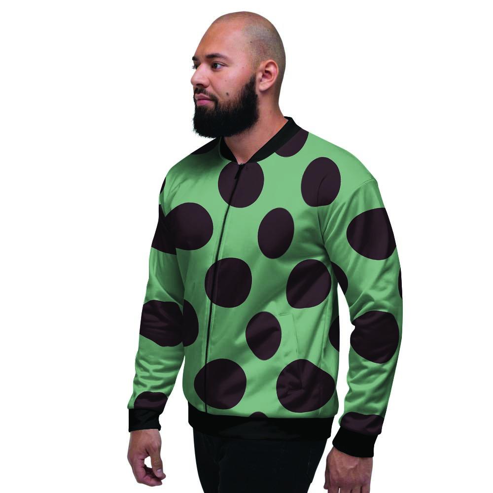 Green And Black Polka Dot Men's Bomber Jacket-grizzshop