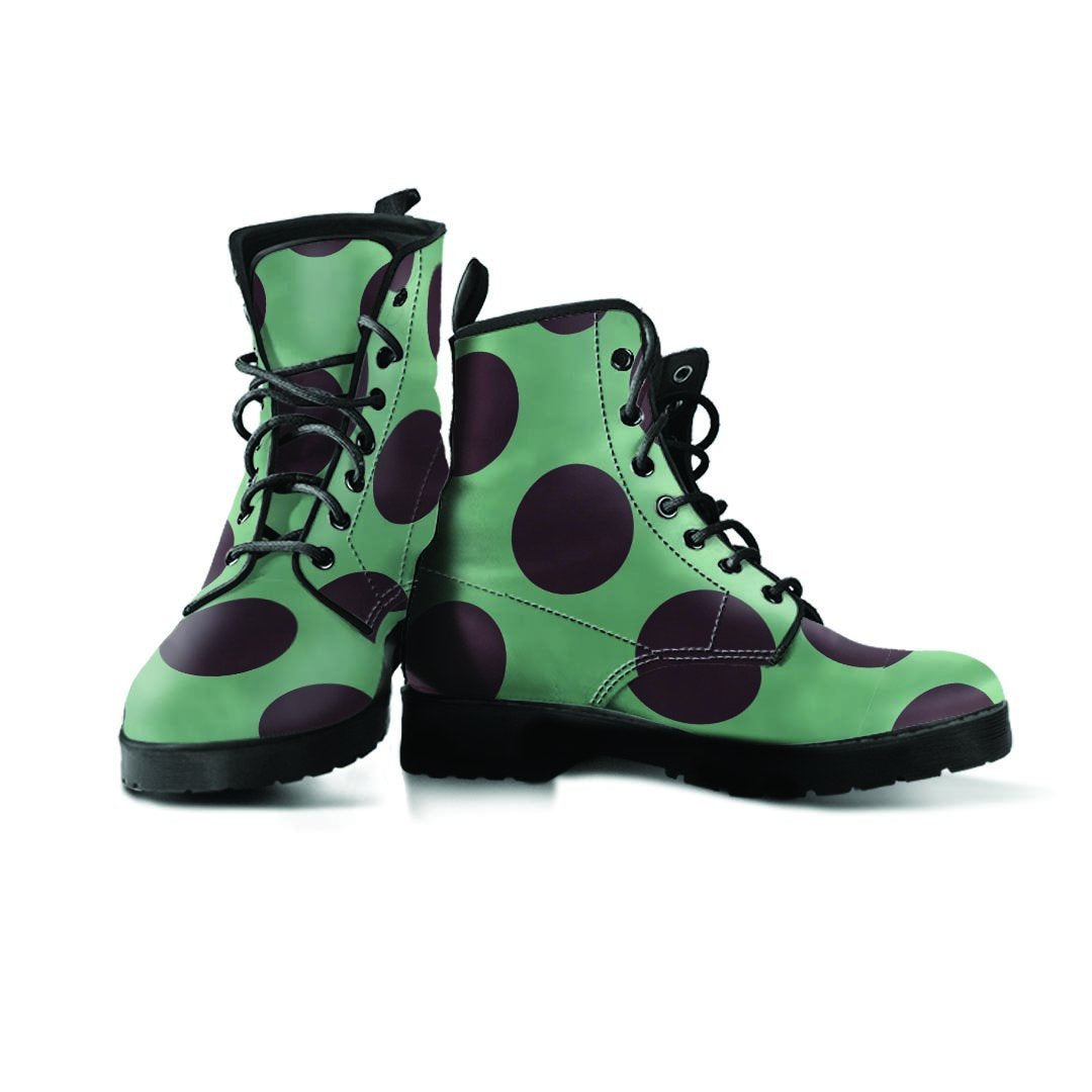 Green And Black Polka Dot Men's Boots-grizzshop