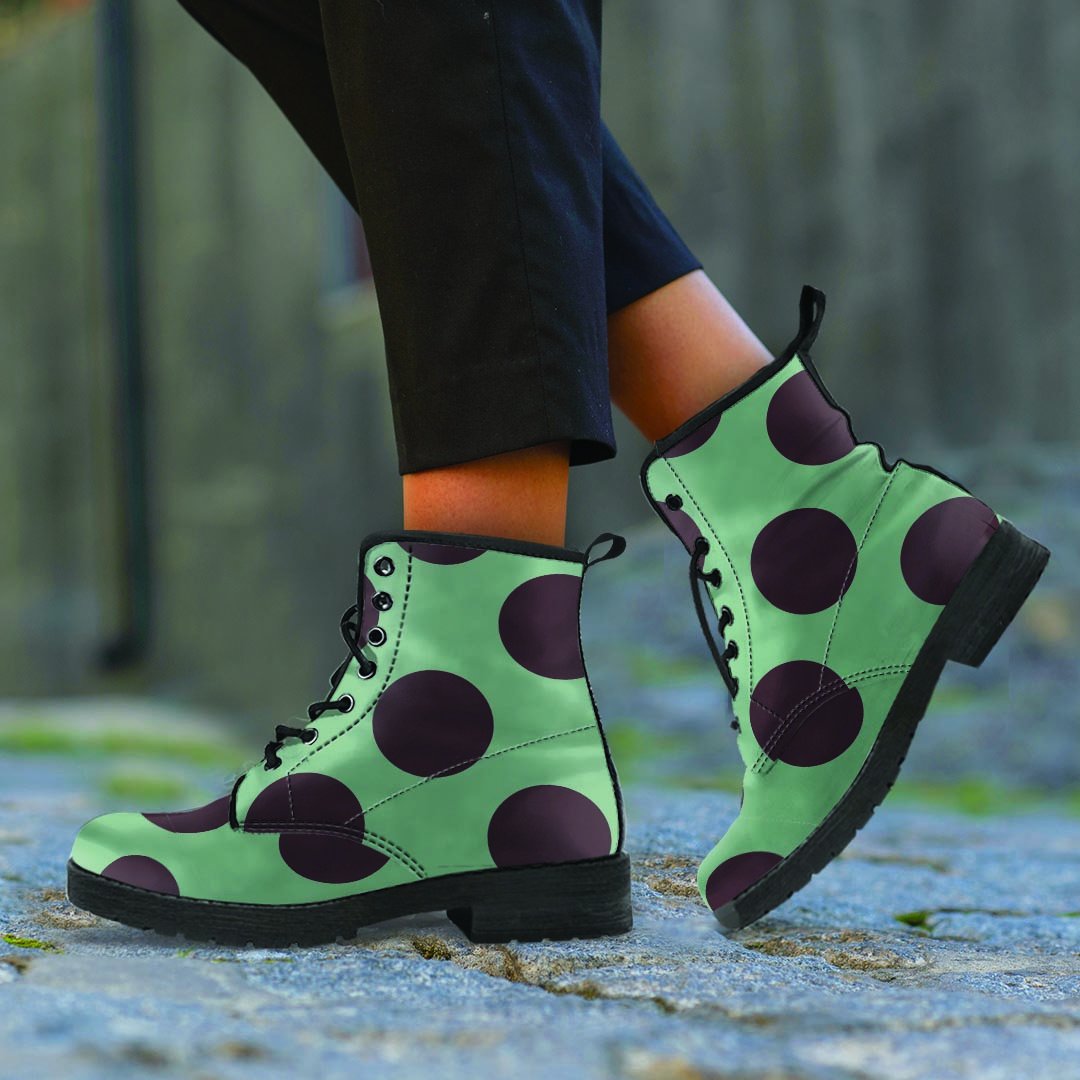 Green And Black Polka Dot Men's Boots-grizzshop