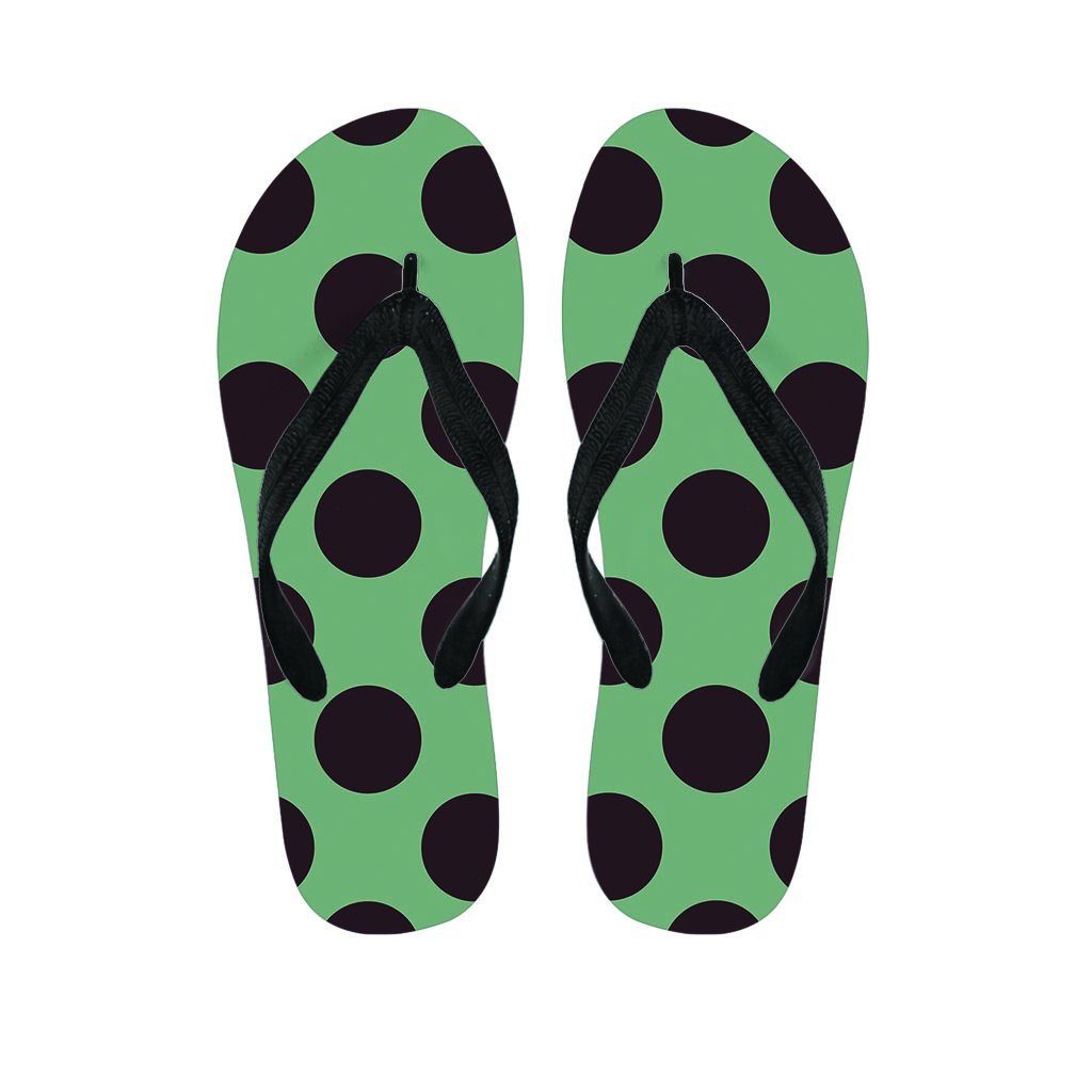 Green And Black Polka Dot Men's Flip Flops-grizzshop