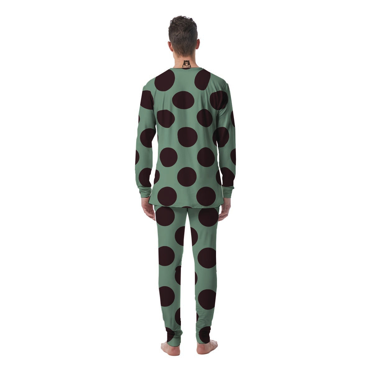 Green And Black Polka Dot Men's Pajamas-grizzshop