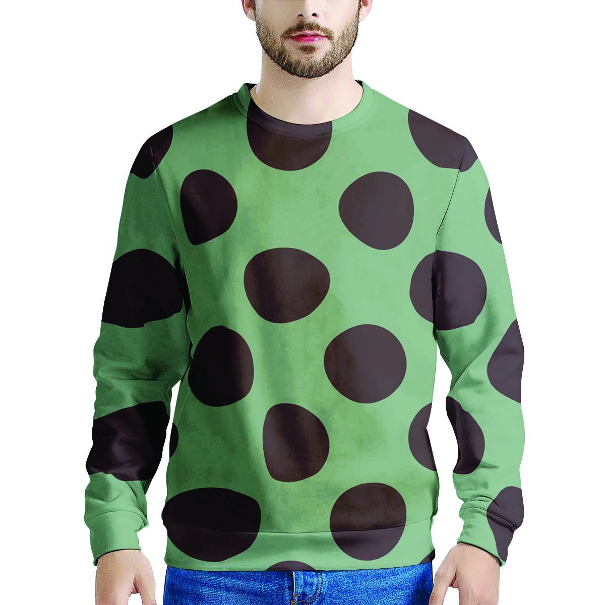 Green And Black Polka Dot Men's Sweatshirt-grizzshop