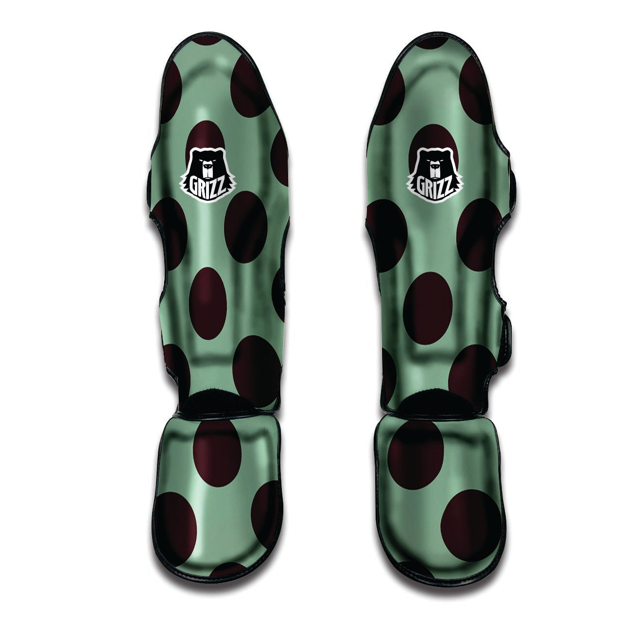 Green And Black Polka Dot Muay Thai Shin Guard-grizzshop