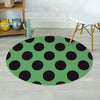 Green And Black Polka Dot Round Rug-grizzshop