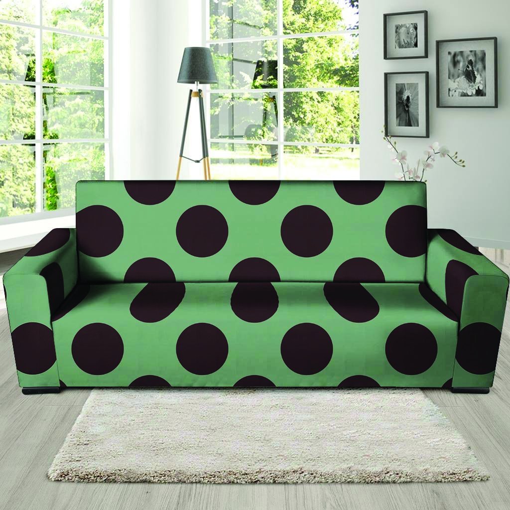 Green And Black Polka Dot Sofa Cover-grizzshop