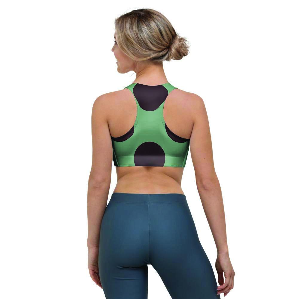 Green And Black Polka Dot Sports Bra-grizzshop