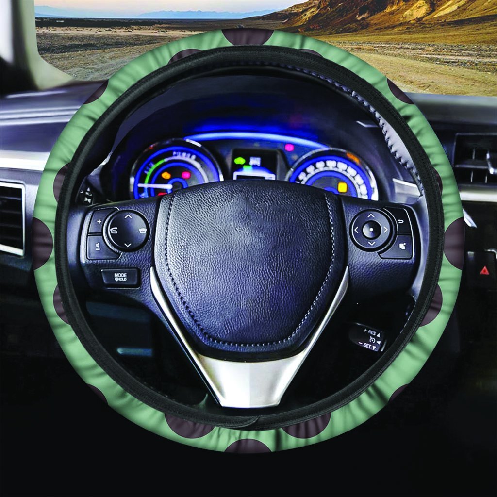 Green And Black Polka Dot Steering Wheel Cover-grizzshop