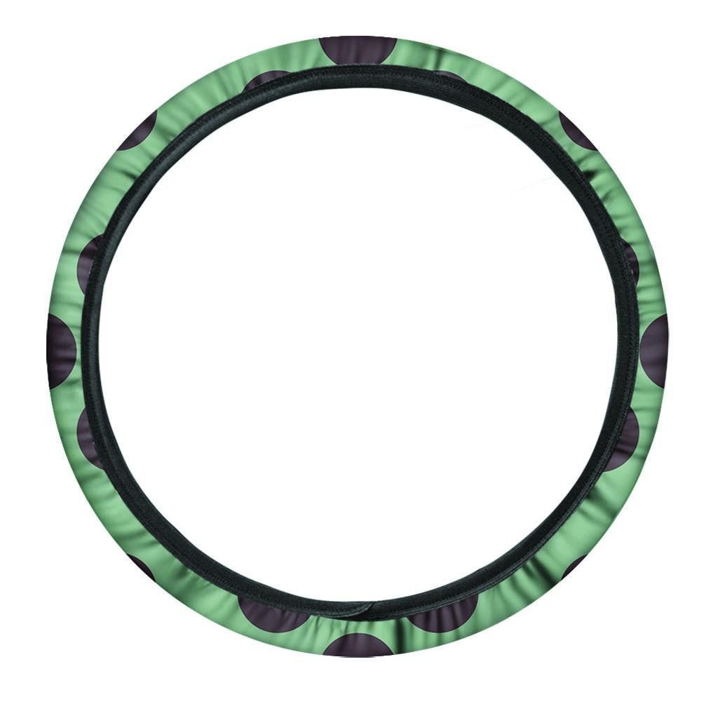 Green And Black Polka Dot Steering Wheel Cover-grizzshop