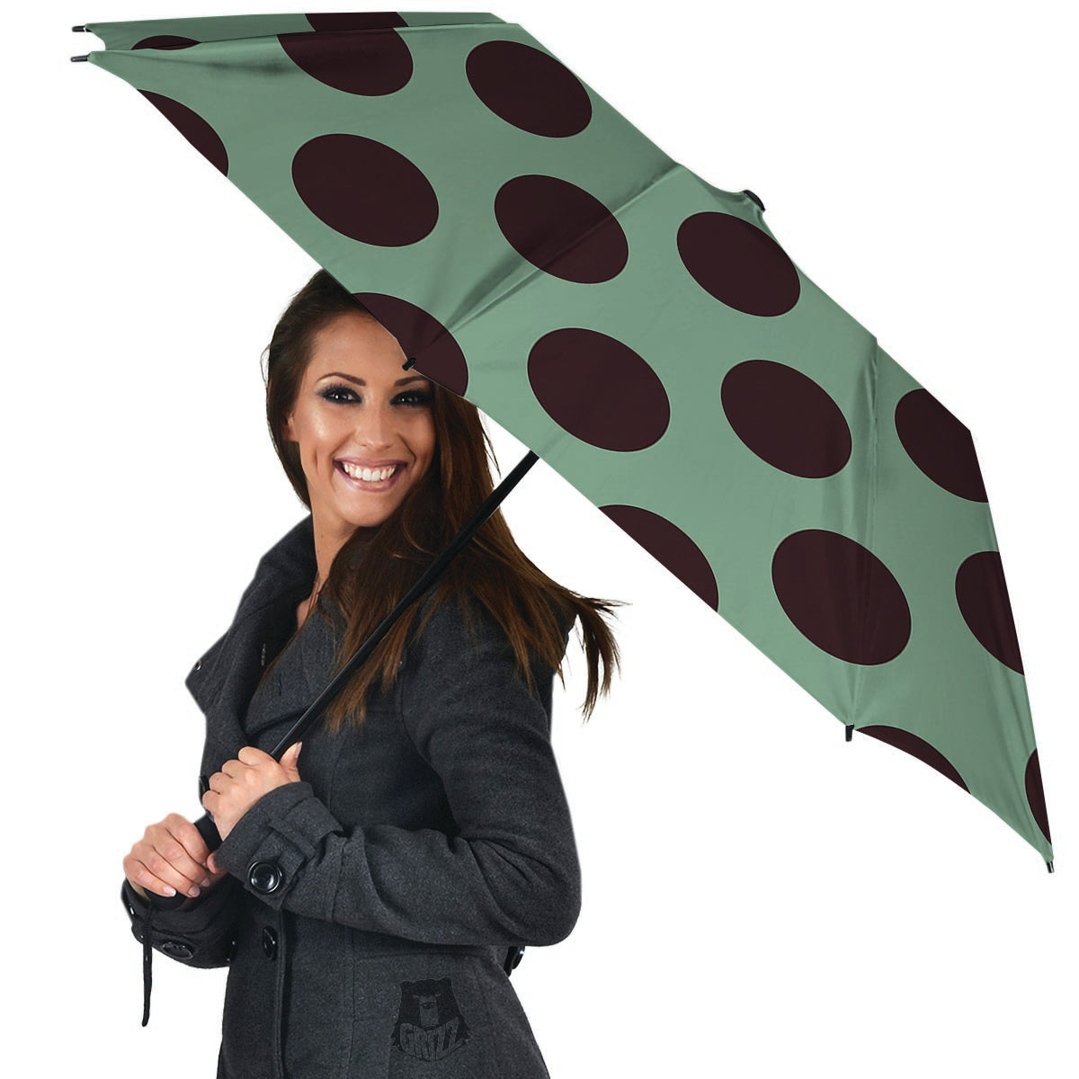 Green And Black Polka Dot Umbrella-grizzshop