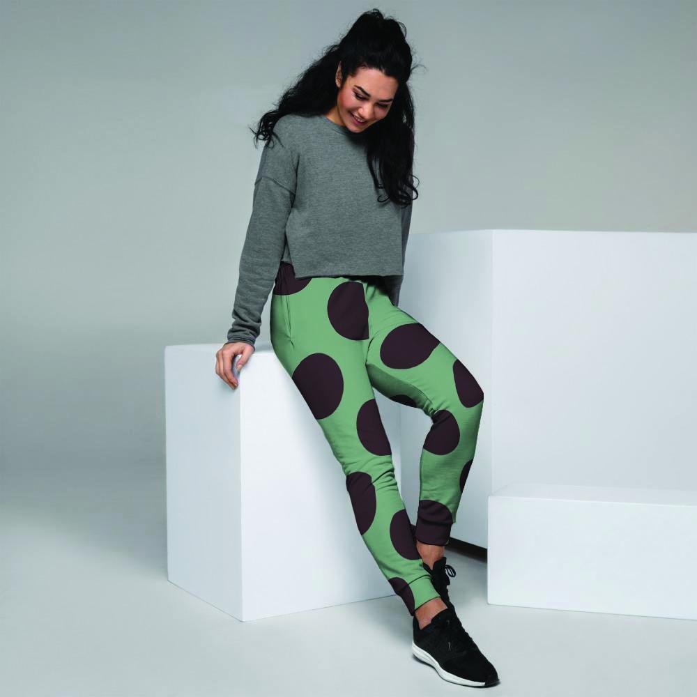 Green And Black Polka Dot Women's Joggers-grizzshop