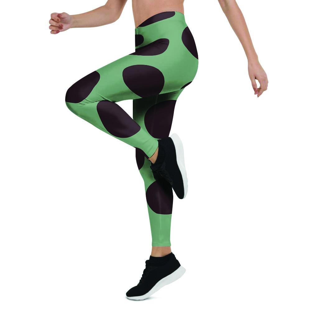 Green And Black Polka Dot Women's Leggings-grizzshop