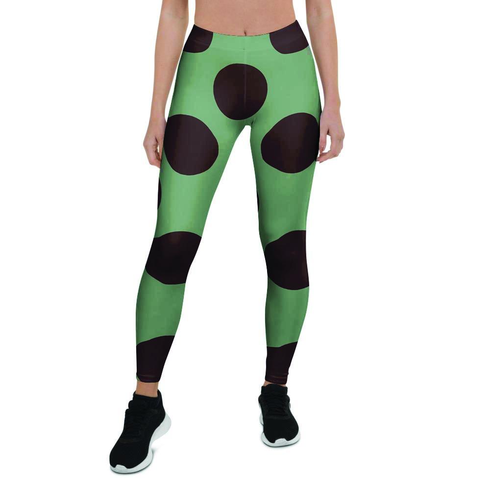 Green And Black Polka Dot Women's Leggings-grizzshop