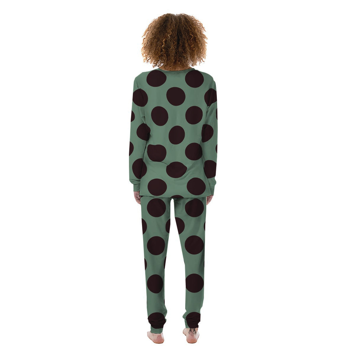 Green And Black Polka Dot Women's Pajamas-grizzshop