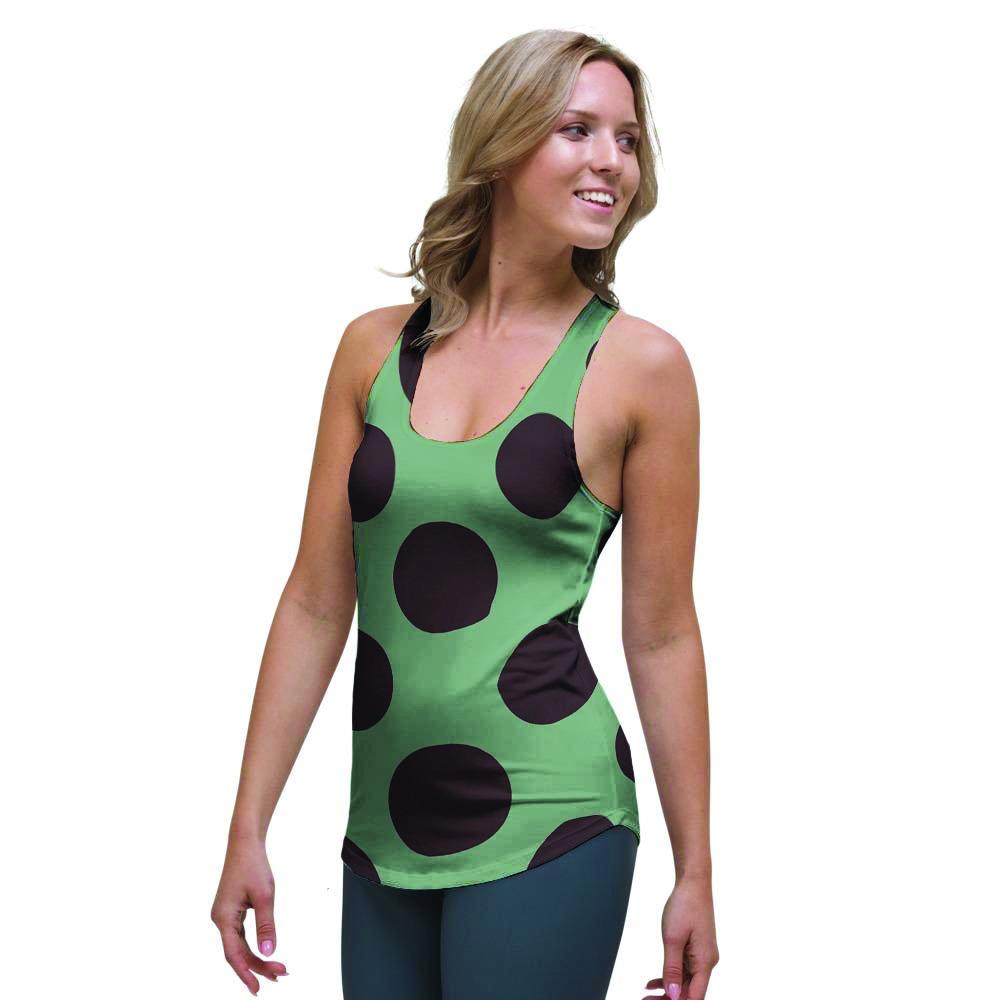 Green And Black Polka Dot Women's Racerback Tank Top-grizzshop