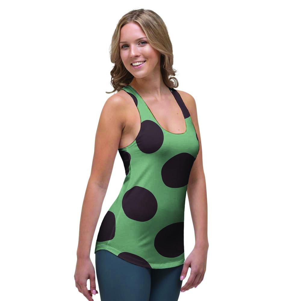 Green And Black Polka Dot Women's Racerback Tank Top-grizzshop