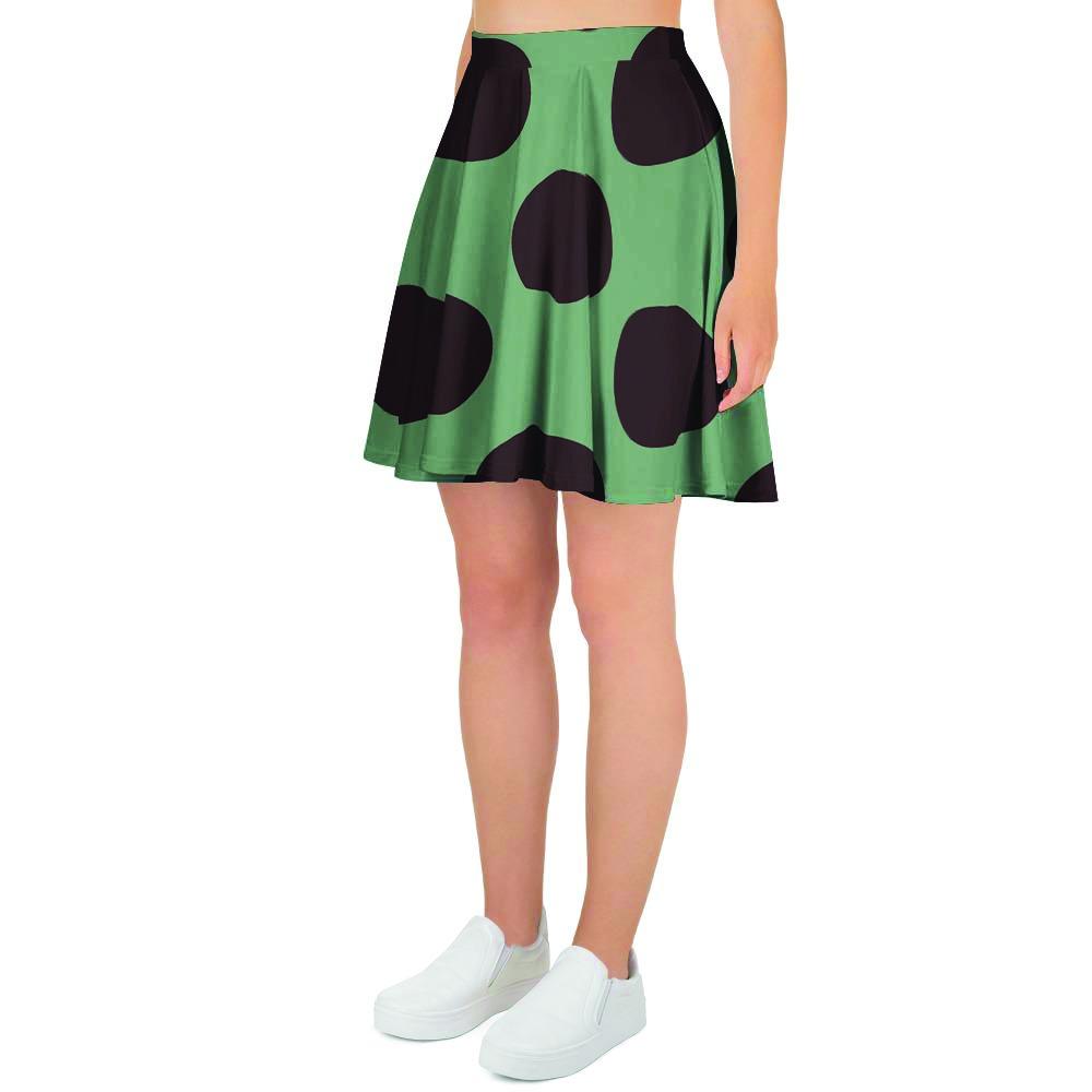 Green And Black Polka Dot Women's Skirt-grizzshop