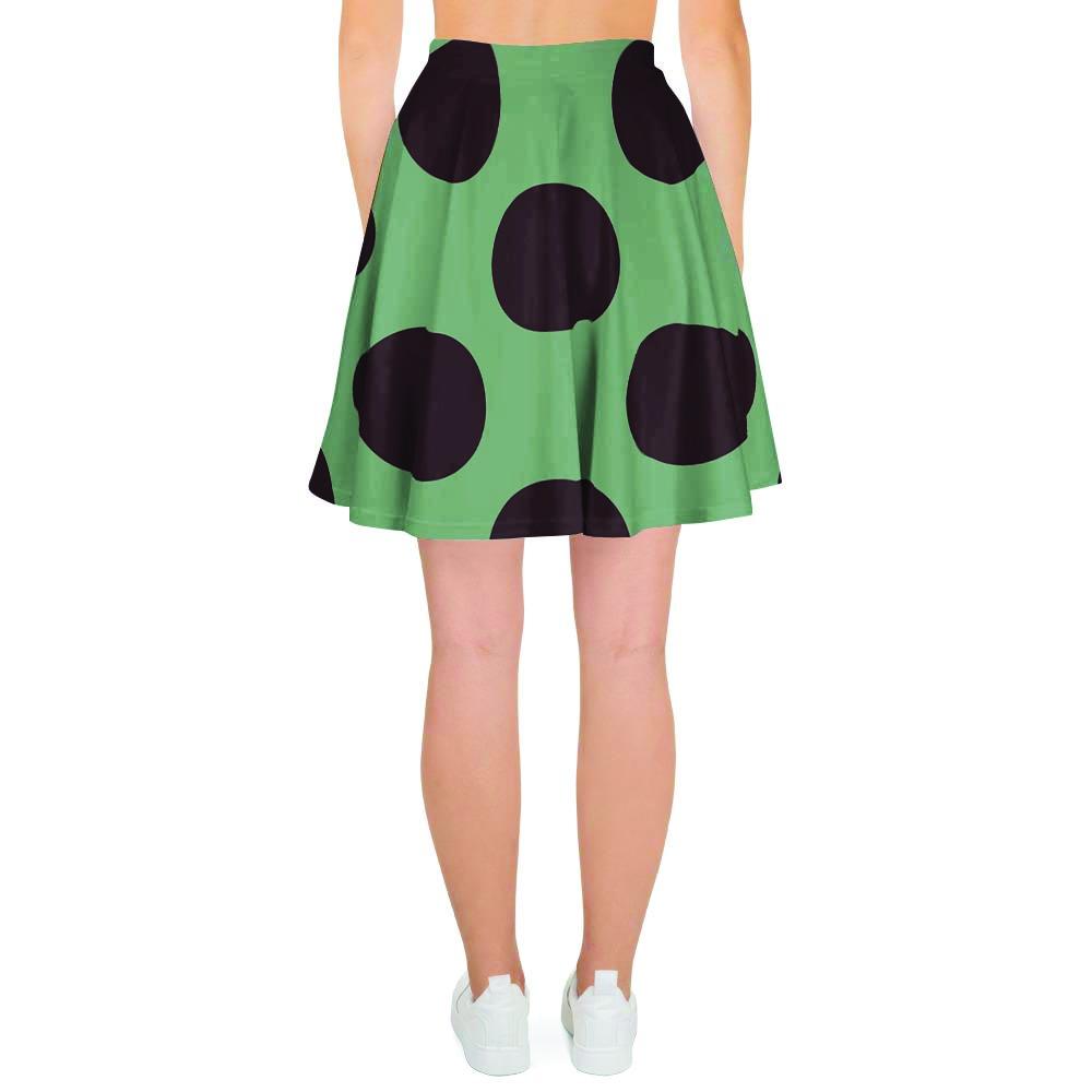 Green And Black Polka Dot Women's Skirt-grizzshop